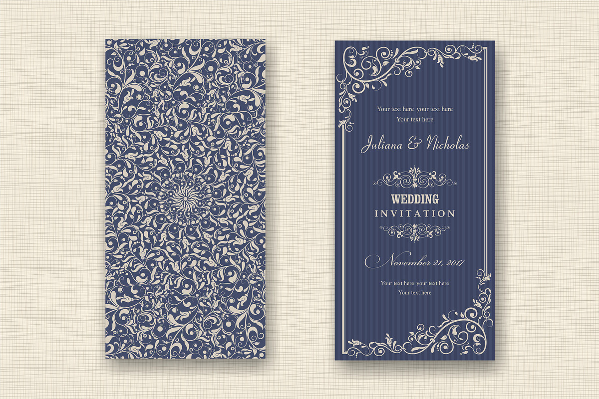 Wedding Set. Pattern and Invitation., a Card Template by NataLito (Photo 5 of 7)