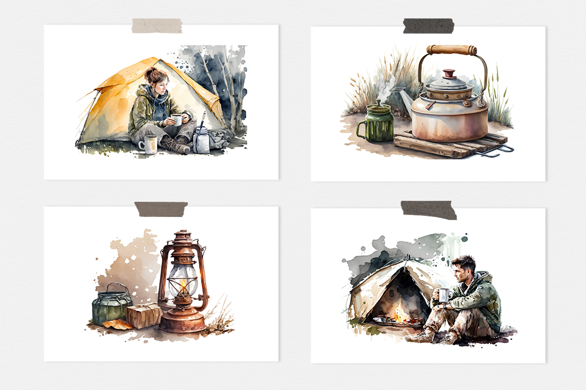 Camping Watercolor Collection, a Sport Illustration by artsy-fartsy (Photo 8 of 8)