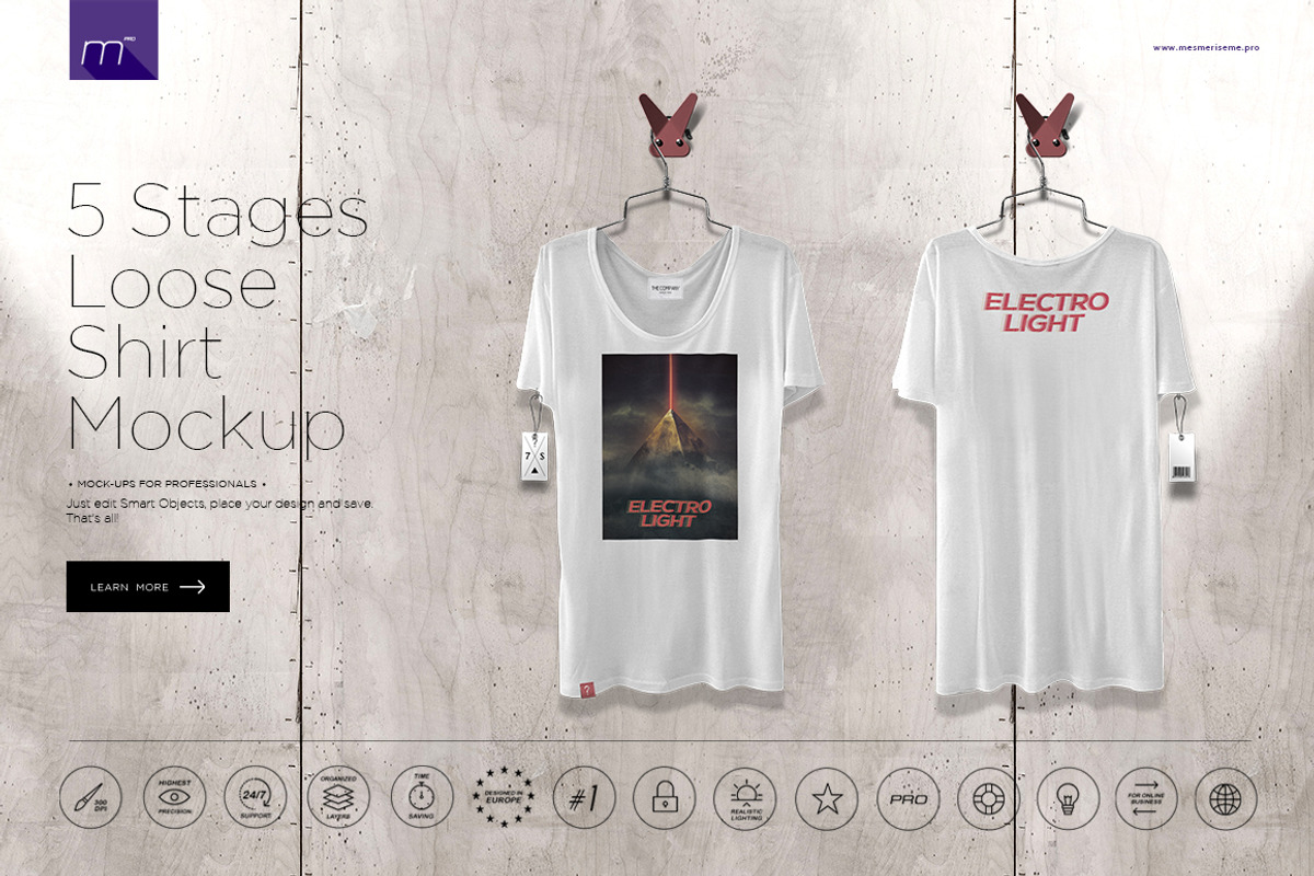 Loose Shirt On 5 Stages Mock-up, a Hoody Mockup by Mocca Mockups Store (Photo 1 of 69)