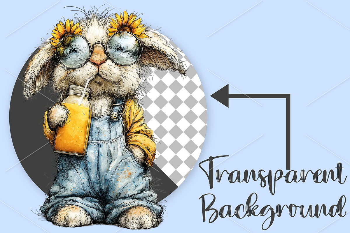 Funny Summer Sunflower Bunny Clipart, a Seasonal Illustration by Canvas Craft (Photo 2 of 6)