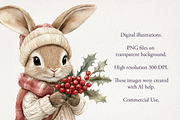 Christmas Hare Clipart 36 PNG, a Seasonal Illustration by EleSArtDesign (Thumbnail 3 of 4)