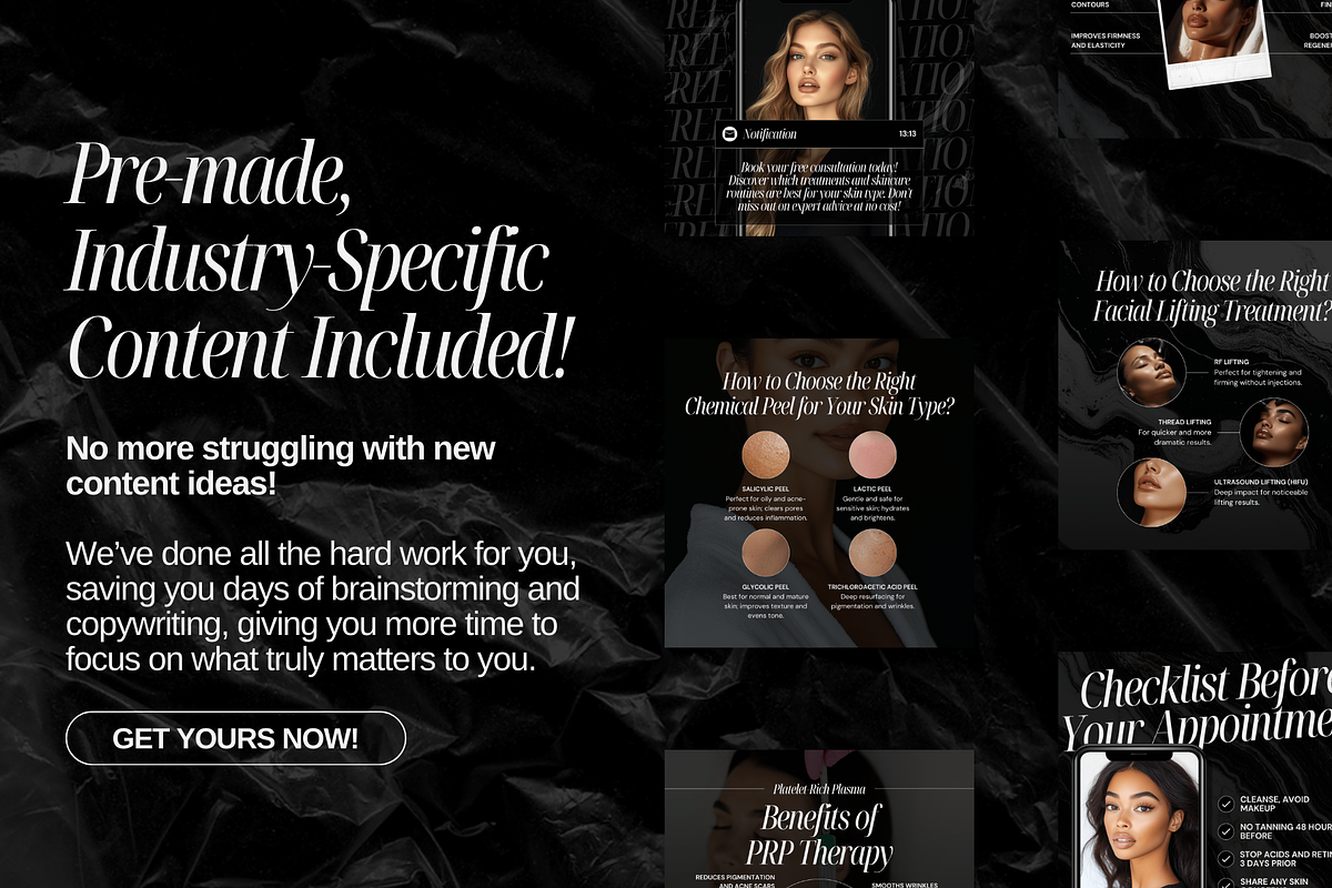Medspa Canva Instagram Templates, a Social Media Template by Xenié Creative (Photo 3 of 10)