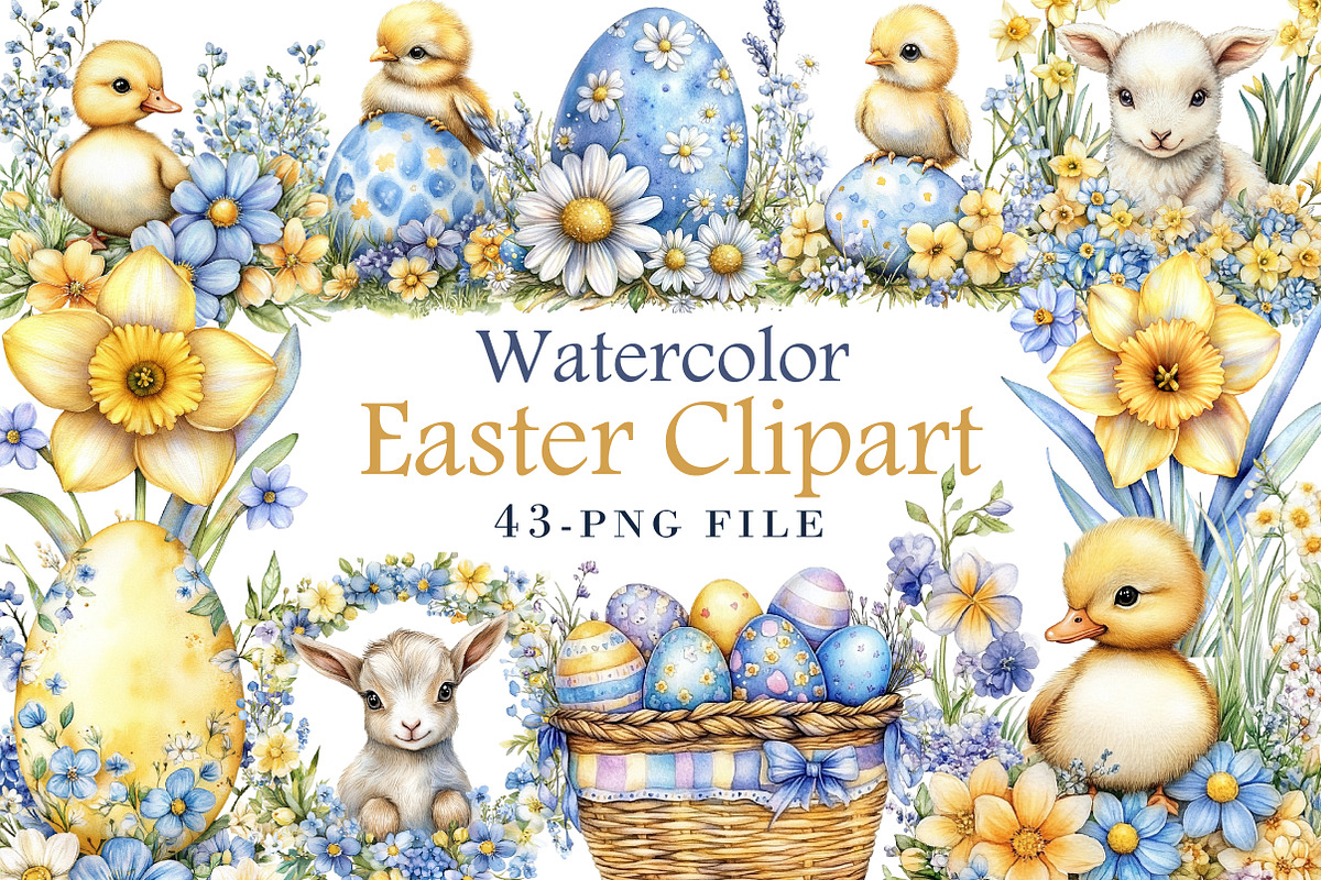 Watercolor Easter Clipart, an Illustration by Libby Wishes (Photo 1 of 4)