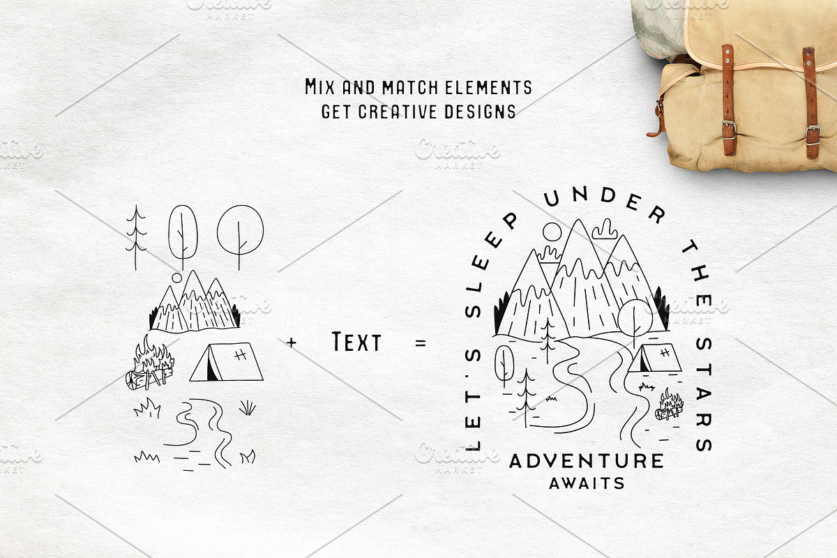Simple Camp Scenes Logo Creation Kit, a Branding & Logo Template by JeksonGraphics (Photo 3 of 24)