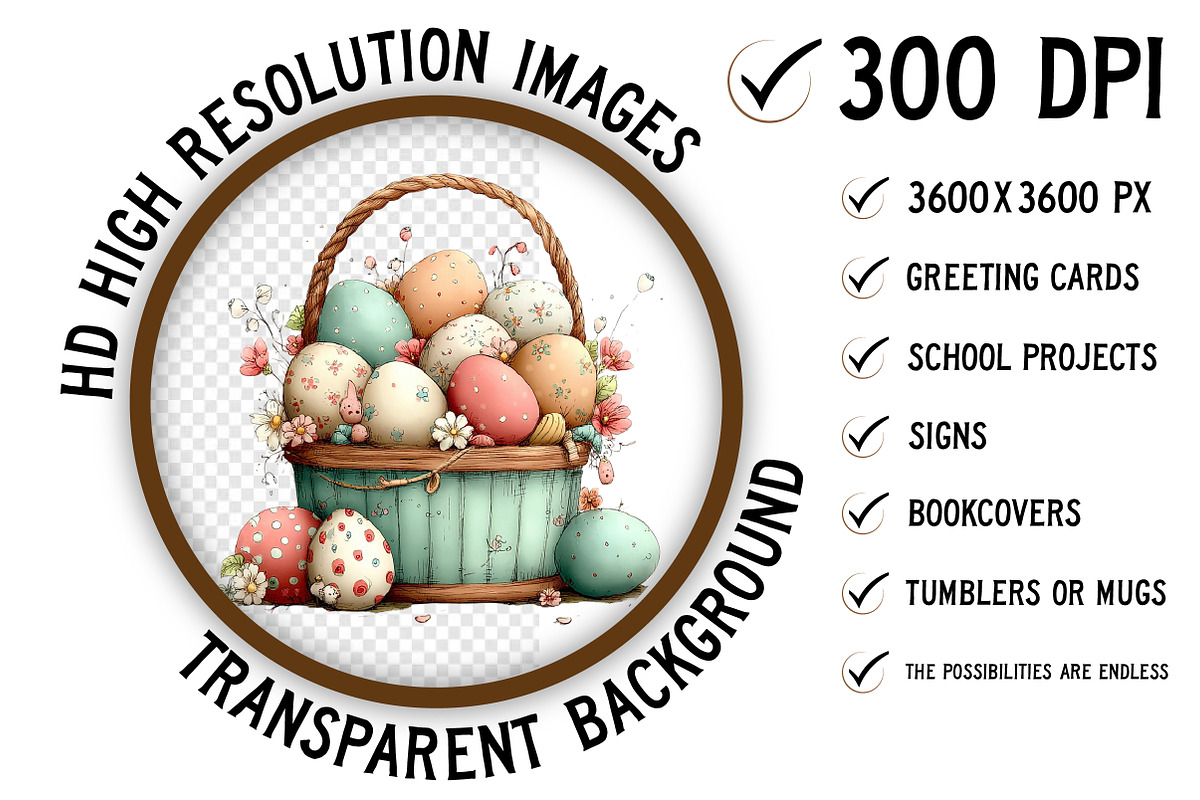 Easter Basket Clipart Png, an Illustration by Craft Nest (Photo 2 of 11)