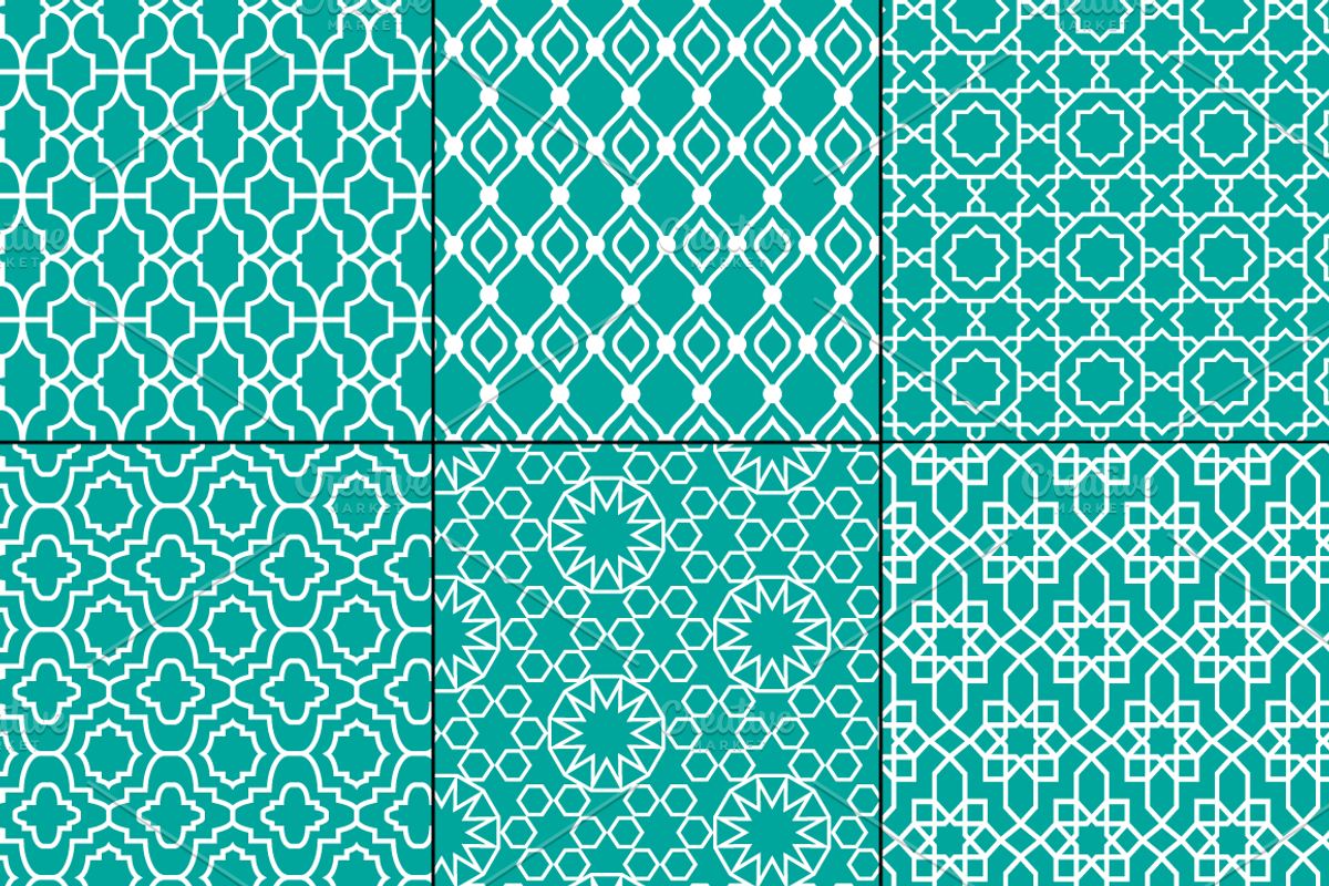 Seamless Blue Moroccan Patterns preview 5