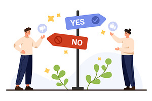 Decision Making Yes Or No Concept, an Object Illustration by Flashvector