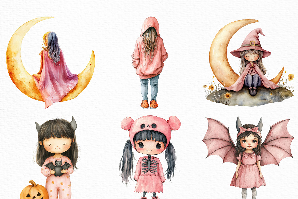 Halloween Girl Clipart, an Illustration by Craft Nest (Photo 2 of 6)