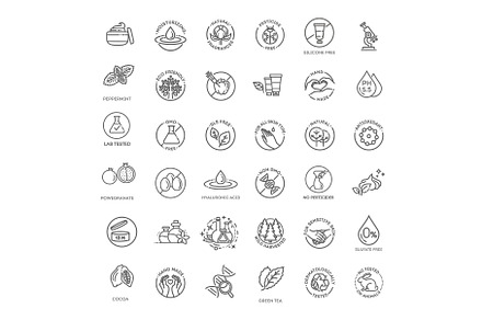 Natural organic cosmetics icons, an Illustration by Tettygreen