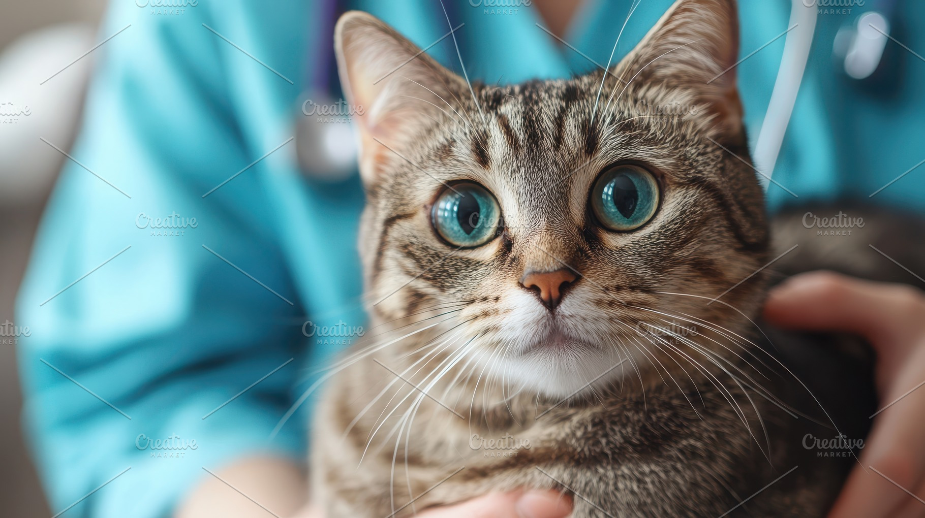 Striking tabby cat with bright blue, an Animal Photo by Pixeness Studio