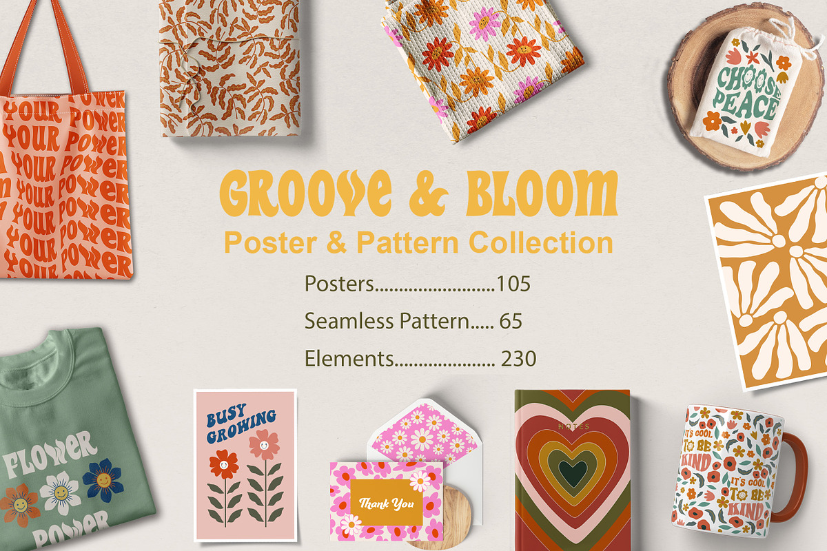 Groovy Poster & Pattern Collection, a Decorative Illustration by ...