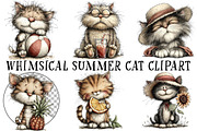 Whimsical Summer Cat Clipart, an Illustration by OK Design (Thumbnail 2 of 6)