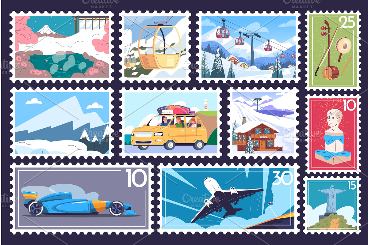 Travel postage marks. Touristic, an Object Illustration by Stock-Smart-Start