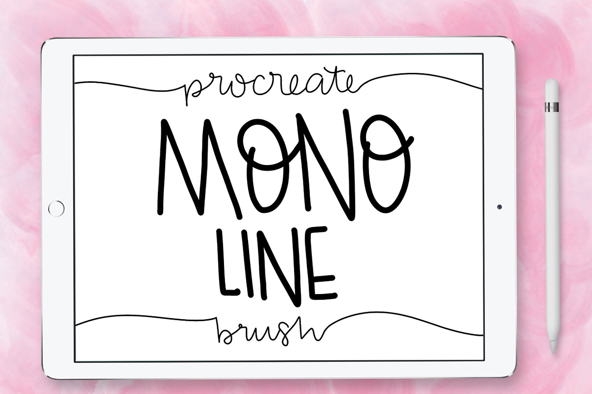 Mono Line Procreate Brush, a Brush Add-On by Nicole Dawn Design