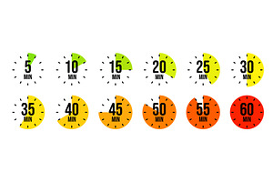 Simple stopwatch icons. Colorful, an Object Illustration by 32pixels