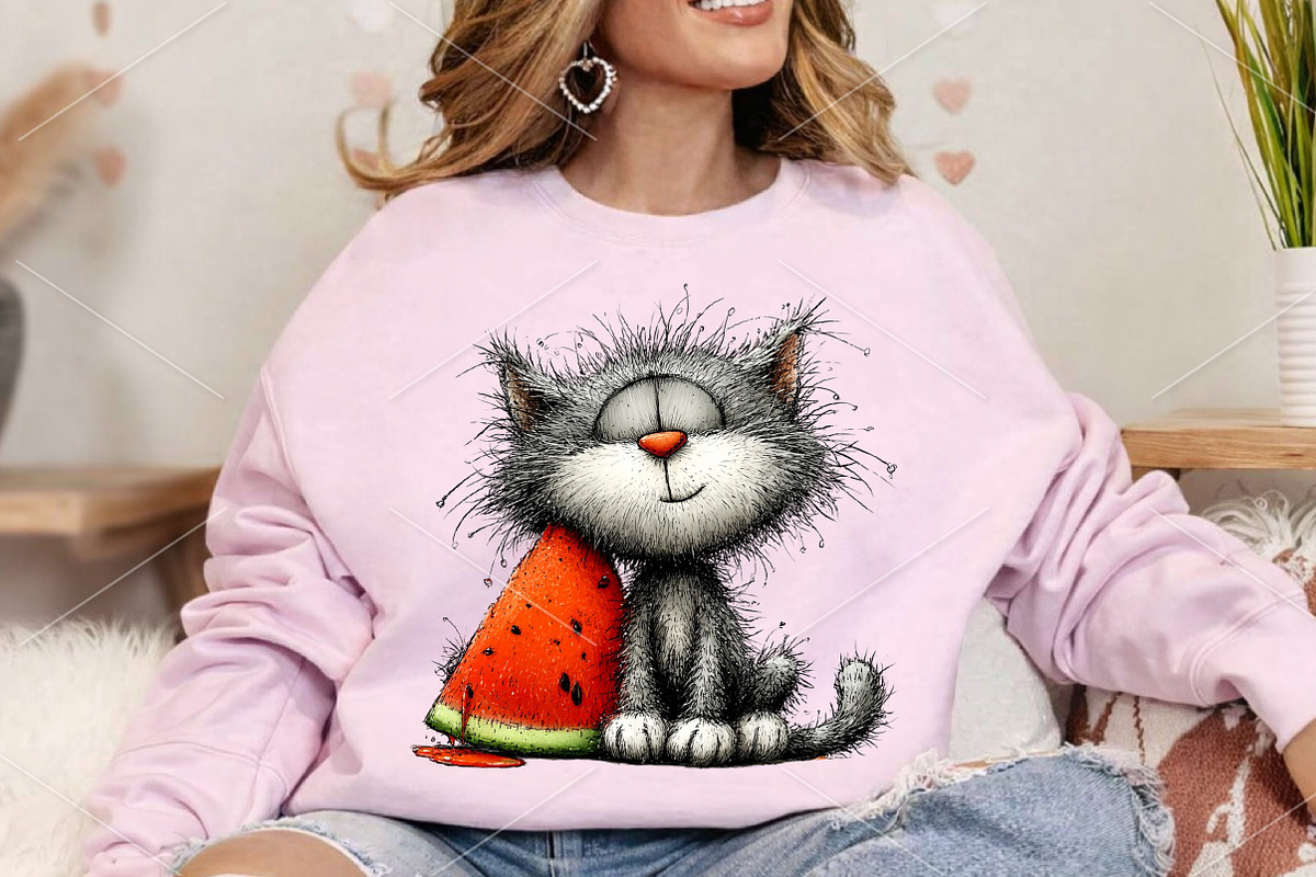 Summer Cat Enjoy Watermelon Clipart, a Seasonal Illustration by Canvas Craft (Photo 4 of 7)