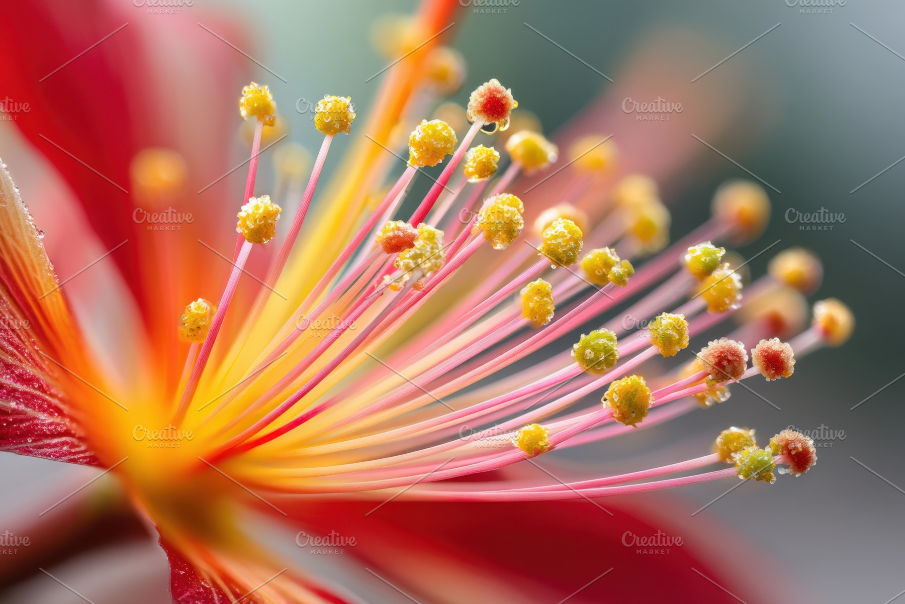 Vibrant close-up of a flower with red petals, a Nature Photo by AlyaAnd