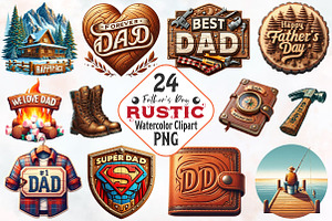 Rustic Father's Day Watercolor Png, an Illustration by RobertsArt