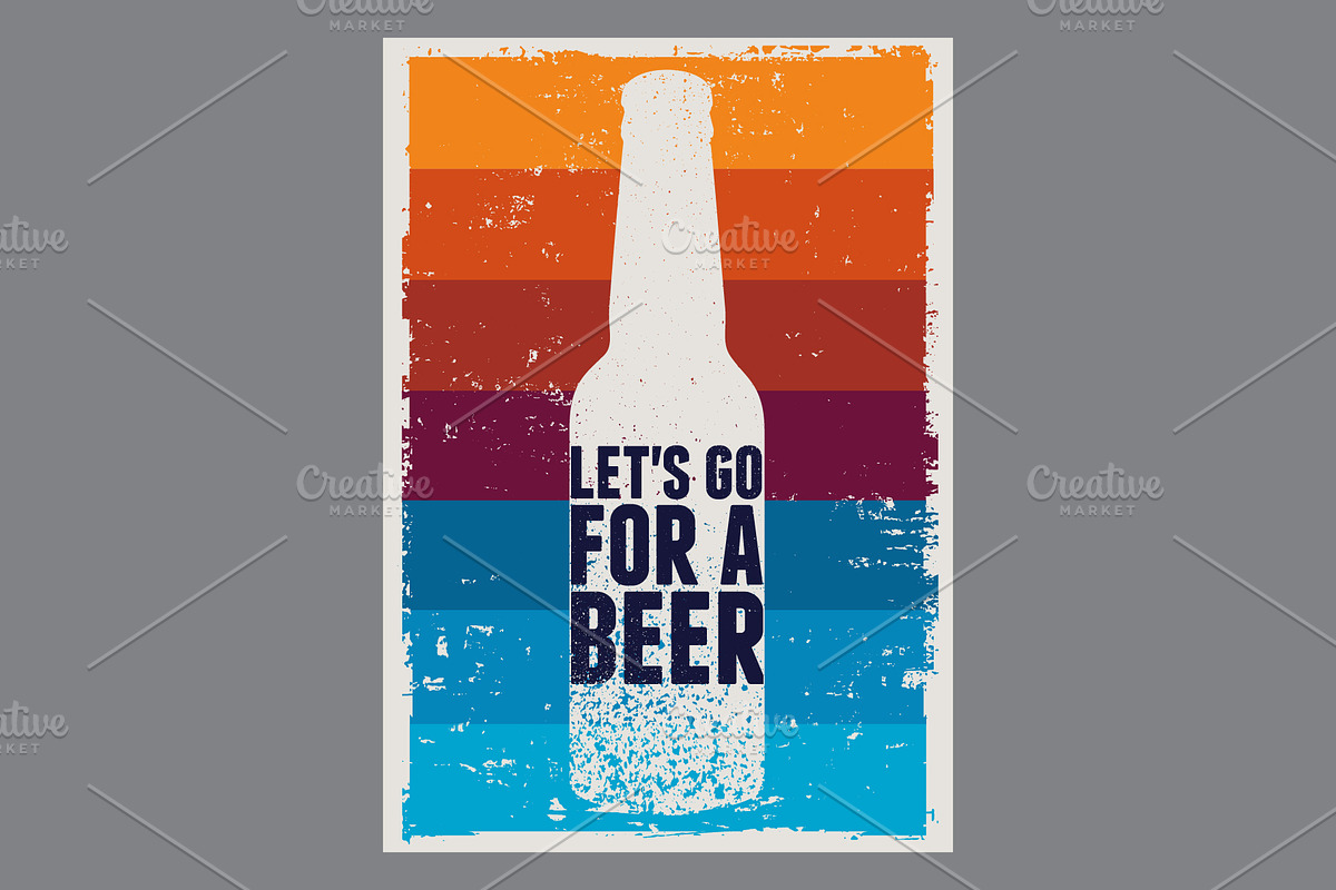 Beer grunge vector poster set., a Food Illustration by PoPaShop (Photo 3 of 9)