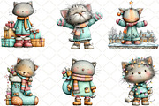 Whimsical Christmas Cats Clipart, an Animal Illustration by Black Bird Studio (Thumbnail 4 of 6)