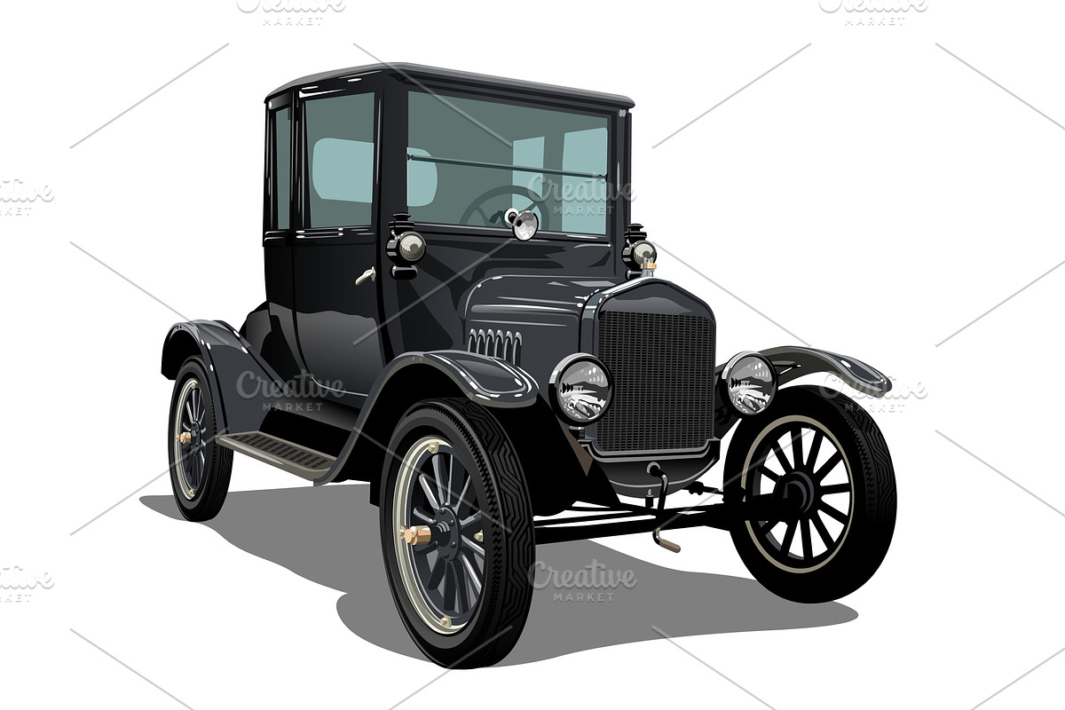 Vector vintage car, a Transportation Illustration by Mechanik