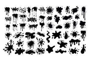 Back ink splatter vector set. Paint, an Illustration by Onyx