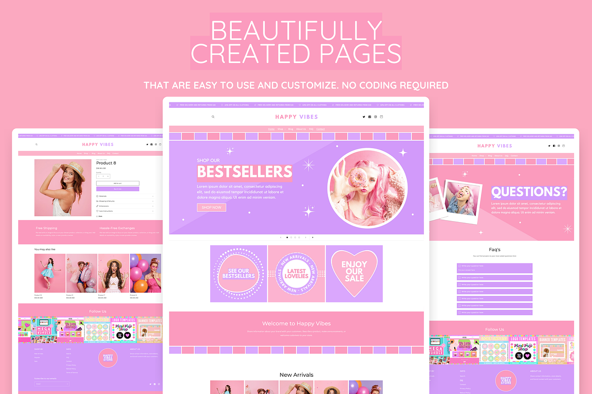 Happy Vibes Shopify Theme, a Shopify Template by SunshineStudioBoutique (Photo 5 of 8)
