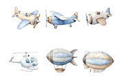 Air Transport Watercolor Clipart PNG, a Decorative Illustration by Coral Beauty (Thumbnail 9 of 12)