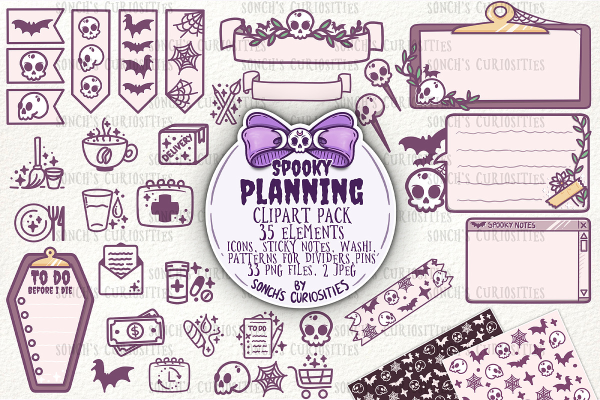 Spooky Planner Clipart/icon PNG set, a Seasonal Illustration by Sonch' s Curiosities (Photo 1 of 2)