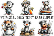 Whimsical Daisy Teddy Bear Clipart, a Seasonal Illustration by OK Design (Thumbnail 2 of 6)