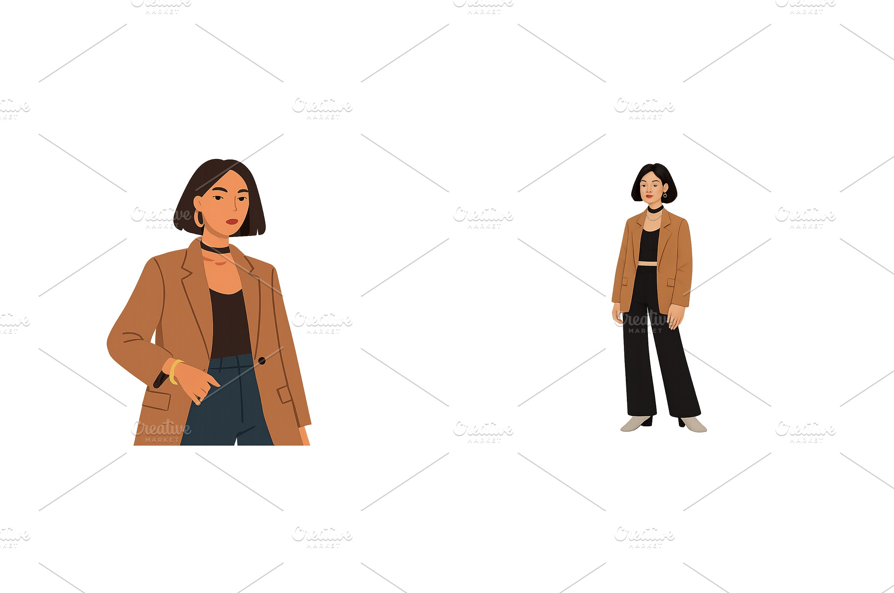 Stylish woman in a brown blazer and, a Beauty & Fashion Photo by ZinetroN