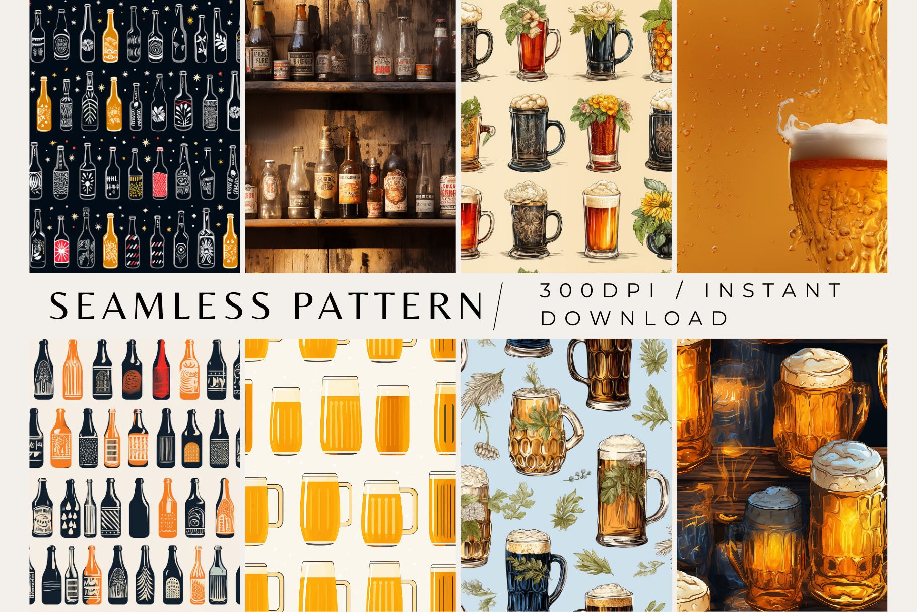 10 Beer Seamless Patterns, a Pattern Graphic by Inknfolly
