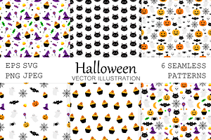 Cute Halloween seamless patterns