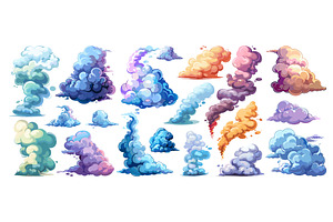 Cartoon Steam Clouds. Vivid, an Illustration by LadadikArt