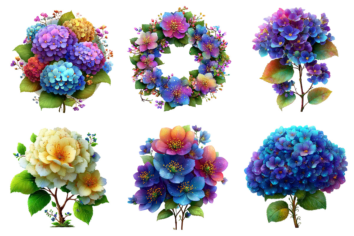 Spring Blooming Hydrangea Clipart, an Illustration by Dream Creation (Photo 3 of 7)
