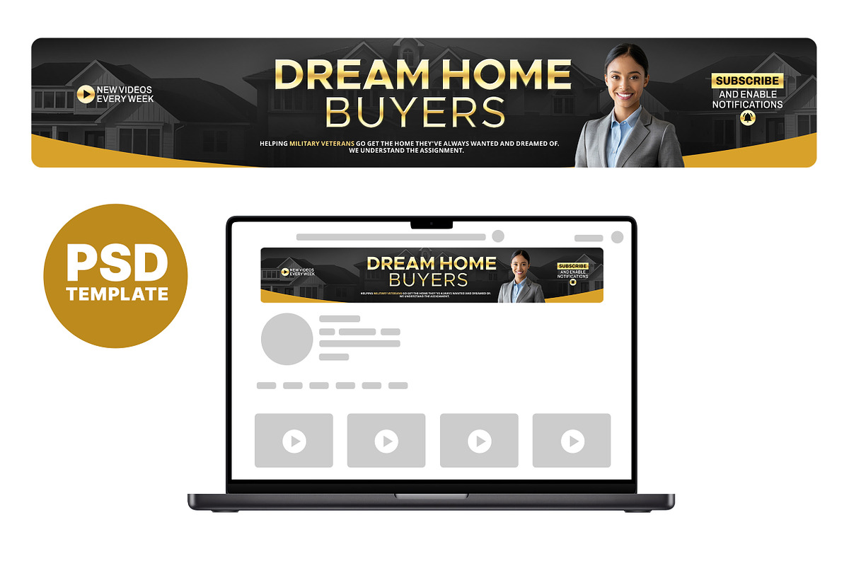 Real Estate Agent YouTube Banner, a Social Media Template by Vaughn Studios (Photo 1 of 5)