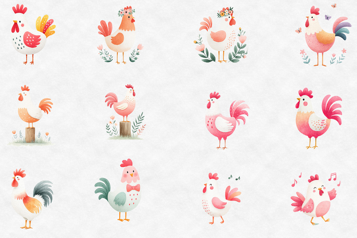 Whimsical Farm Rooster Clipart, an Illustration by Designworld (Photo 2 of 5)