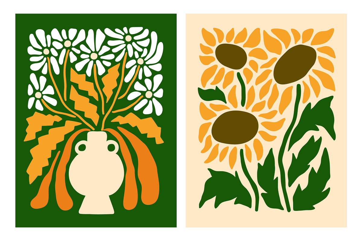 Trendy abstract flowers posters set, a Background Graphic by Good Studio (Photo 3 of 13)