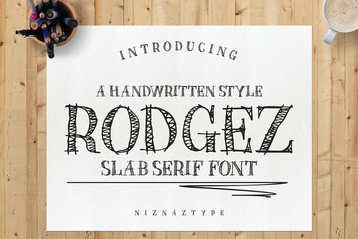 Rodgez - Slab Serif Handwritten, a Slab Serif Font by nIznaztype (Photo 1 of 6)