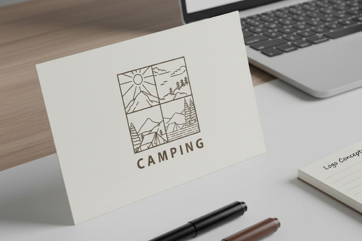 Monoline Illustration Camping, a Branding & Logo Template by Saba Vector (Photo 2 of 3)