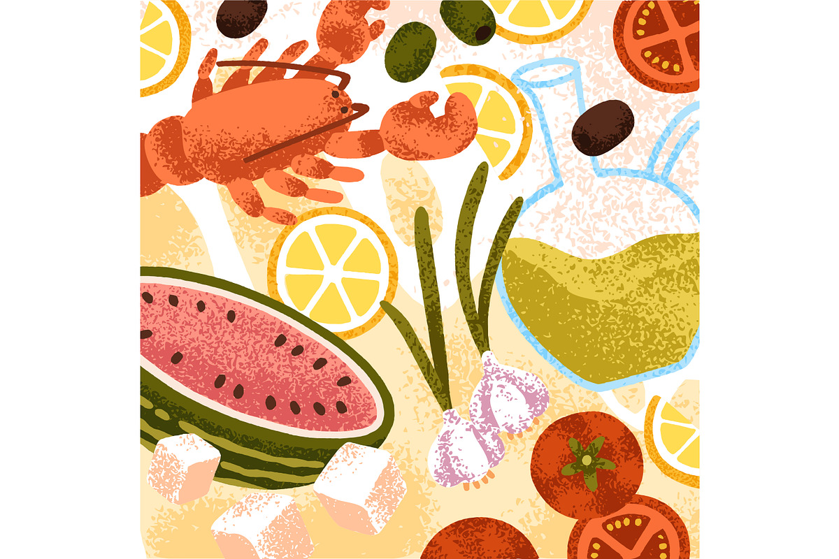 Mediterranean food cards set, a Food Illustration by Good Studio (Photo 7 of 9)