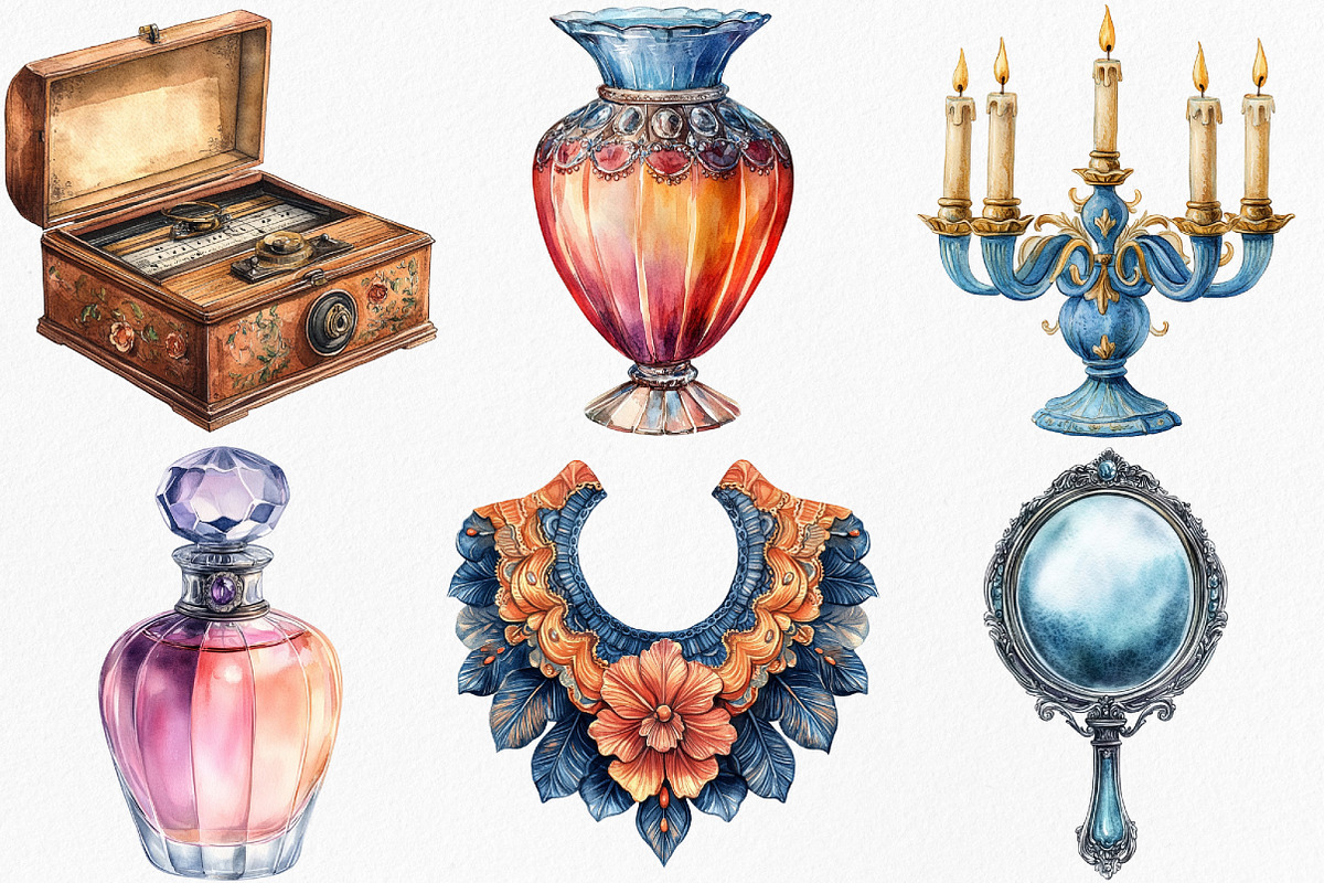 Watercolor Victorian Clipart Bundle, an Illustration by Canvas Craft (Photo 2 of 8)