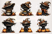 Whimsical Black Cat Halloween PNG, a Transportation Illustration by Digital Artistic99 (Thumbnail 2 of 7)