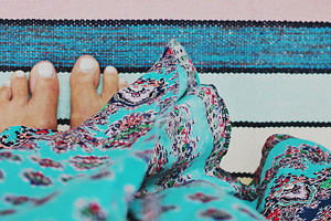 Boho Woman with Bare Feet Photo