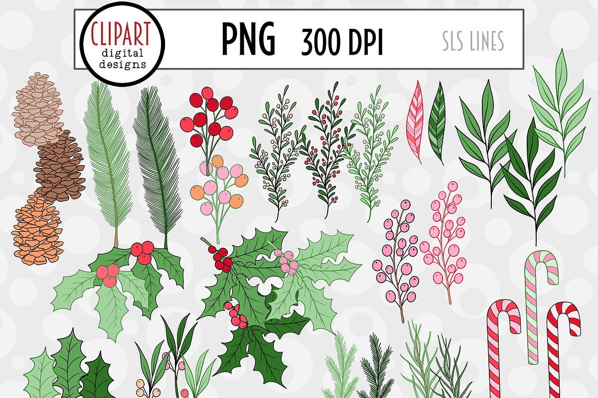 Retro Christmas Flowers Clipart, a Seasonal Illustration by SLS Lines (Photo 4 of 6)