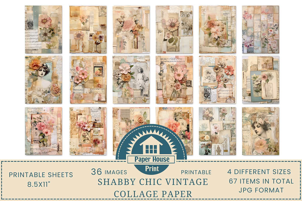 Shabby Chic Junk Journal Paper, a Background Graphic by NiiiNArt