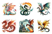 Whimsical Dragon Clipart, an Illustration by CreationArt (Thumbnail 4 of 5)