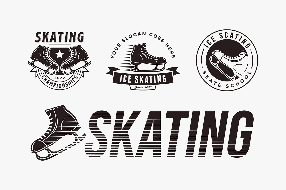 Set of Vintage ice skating logo, a Branding & Logo Template by DOMHOUZE