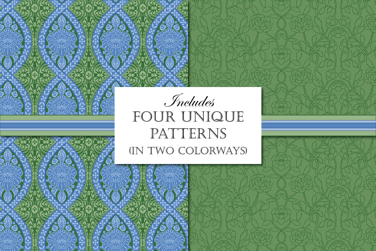 William Morris Blue & Green Pattern2, a Pattern Graphic by RachelStudio (Photo 3 of 10)