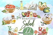 Salad Watercolor Clipart Set, a Food Illustration by ArtCreationsDesign (Thumbnail 5 of 13)